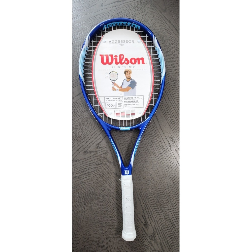 Wilson Aggressor 100 Tennis Racket Blue White Midplus 4 3/8 Grip WRT32620W3